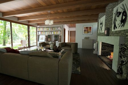 Американский стиль: мебель по центру