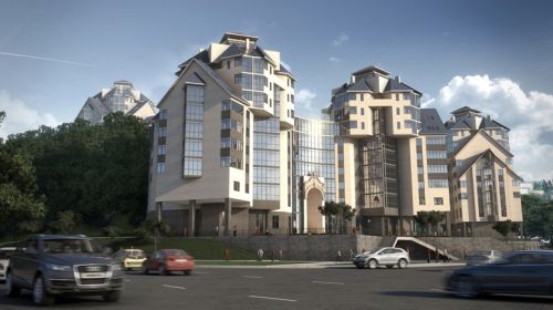 Проектный вид на ЖК Чернавский из-под Чернавского моста